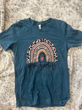 #TeacherLife Kids Graphic Tee - Teal Rainbow Design